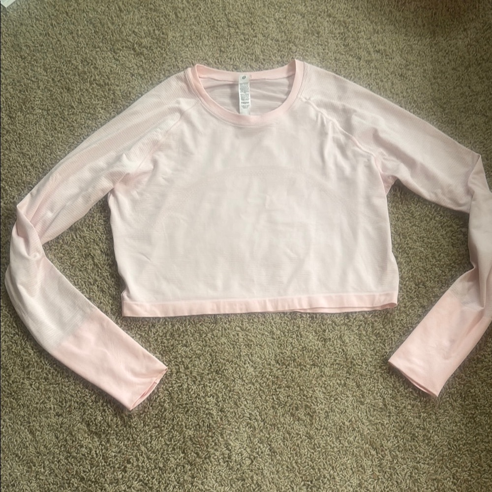 Worn Once Lululemon Light Pink Long Sleeve Crop Top